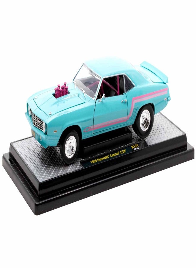1969 Chevy Z/28 Light Blue with Pink Stripes Pro Street Limited Edition to 6250 Pieces Worldwide 1/24 Diecast Model Car by M2 40300-121A